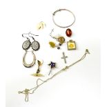 A quantity of sterling silver and white metal jewellery to include a bangle, earrings,
