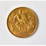 An Edward VII half sovereign, London Mint 1910.