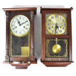TIMEMASTER; a reproduction mahogany cased spring-driven Vienna-style wall clock,