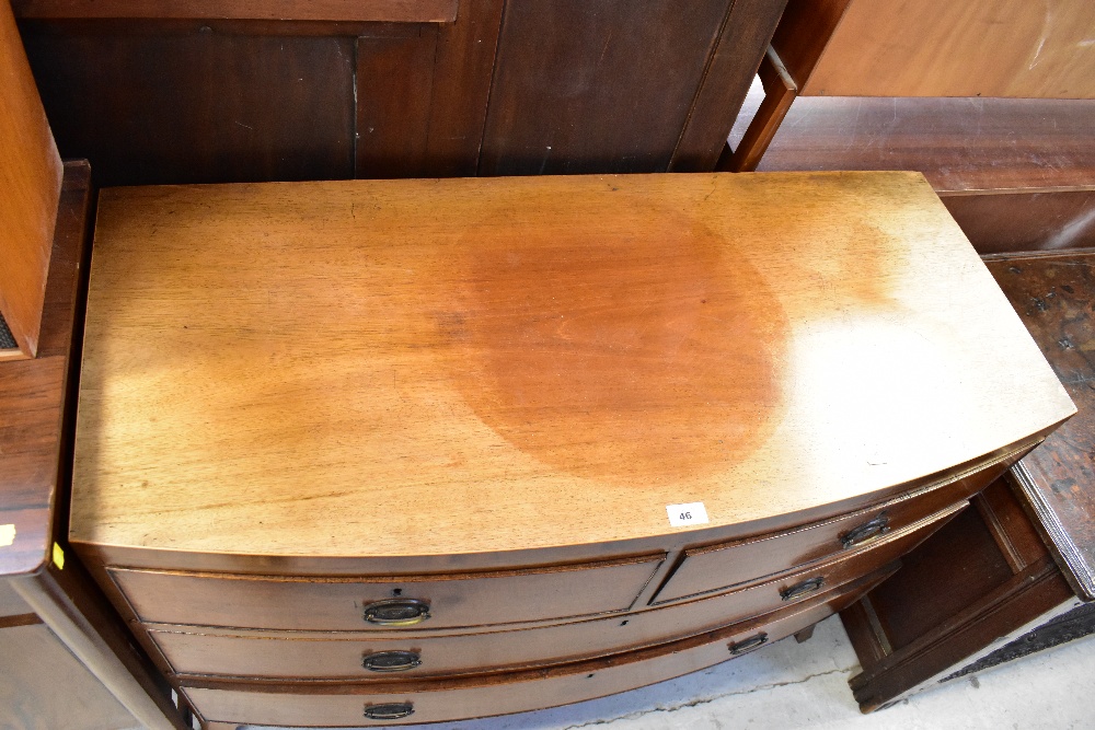 A Georgian mahogany bow-fronted chest of two short and two long drawers, - Image 2 of 3