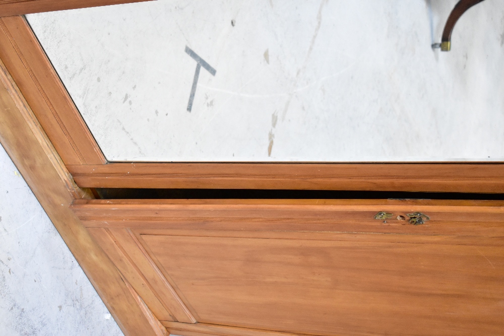 An Edwardian satin walnut triple wardrobe, - Image 3 of 5