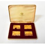 A set of silver gilt 'Passenger Railway 150th Anniversary 1825-1975' stamp tablets,