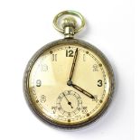 A military plated brass cased open face pocket watch no.