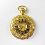 WALTHAM; an 18ct gold full hunter pocket watch with bullseye, by A W W Co.