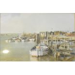 CHRISTOPHER D ARNOLD (born 1955); watercolour 'Moorings Southwold', signed lower left, 17 x 24cm,