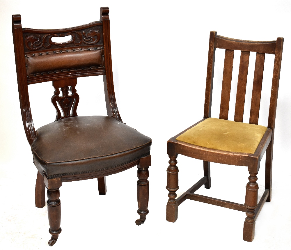 A pair of late 19th/early 20th century mahogany carvers, splat backs to outswept arms, - Image 5 of 6