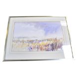 J PICKLES (British, 20th century); watercolour, 'The Estuary', 31 x 49cm,