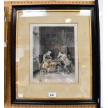 AFTER J LE MEISSONIER; a signed etching by Luke Taylor 'The Chess Players',