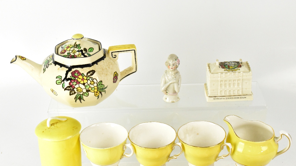 A quantity of vintage Colclough 'Primrose' yellow gilt-heightened teaware including sandwich plate, - Image 3 of 5