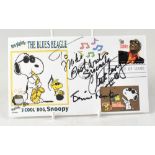 SNOOPY, THE BLUES BEAGLE; a first day cover bearing two signatures including Clark Terry.
