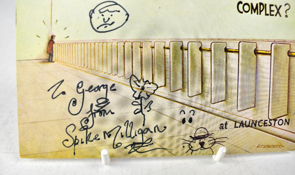 SPIKE MILLIGAN; a postcard inscribed 'To George' and bearing the signature of the star, - Image 2 of 2