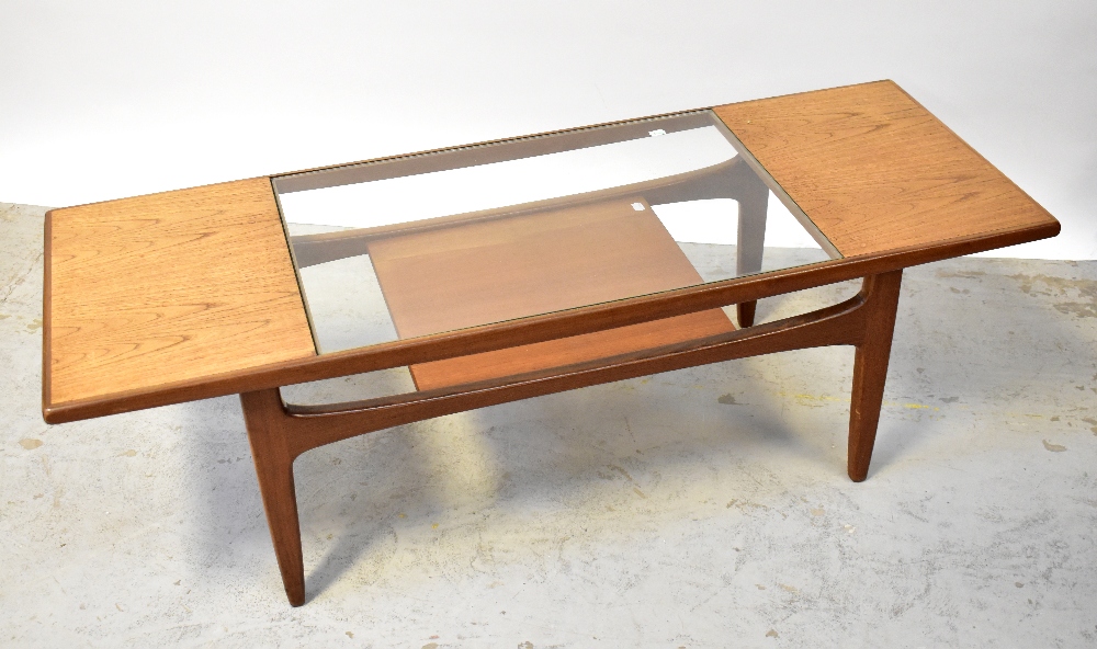 G-PLAN; a retro teak glass-topped two-tier coffee table, 43 x 137 x 50cm. - Image 4 of 7