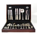 COOPER LUDLUM; a cased six-setting canteen of silver plated cutlery.