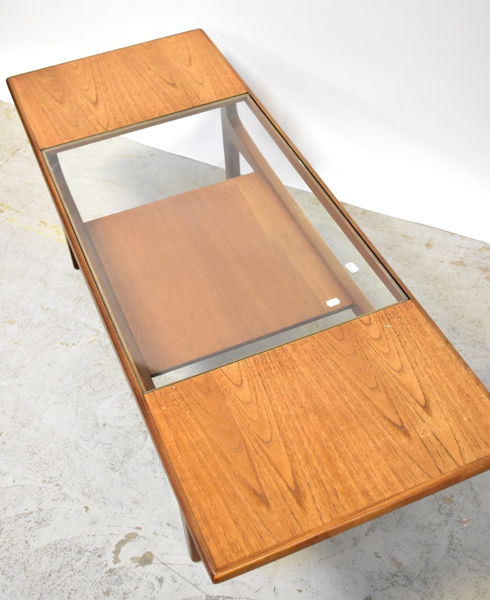 G-PLAN; a retro teak glass-topped two-tier coffee table, 43 x 137 x 50cm. - Image 3 of 7