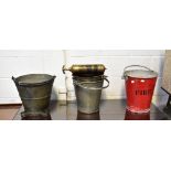 Two early 20th century metal LMS railway buckets,