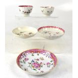 A 19th century Chinese tea bowl, saucer and shallow bowl,