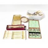 A collection of various electroplated cutlery, to include cased sets, loose examples,