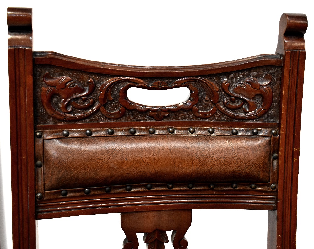 A pair of late 19th/early 20th century mahogany carvers, splat backs to outswept arms, - Image 6 of 6