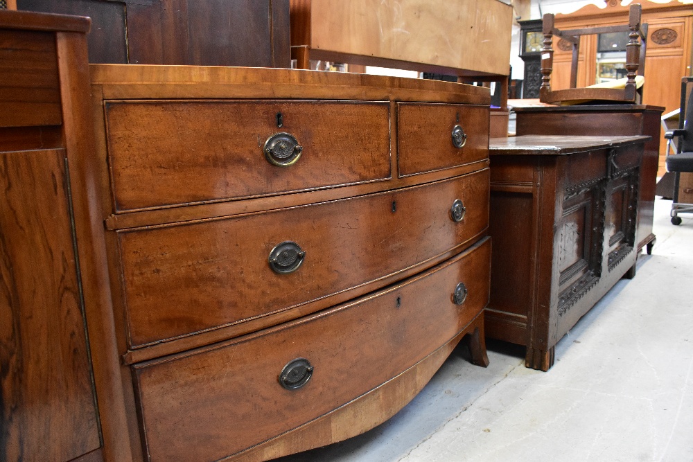 A Georgian mahogany bow-fronted chest of two short and two long drawers, - Image 3 of 7