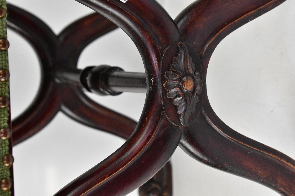 A Victorian mahogany X-framed footstool, with floral tapestry padded seat. - Image 2 of 5