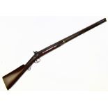 J SIMPKIN; a 19th century ten bore percussion cap single barrel shotgun,