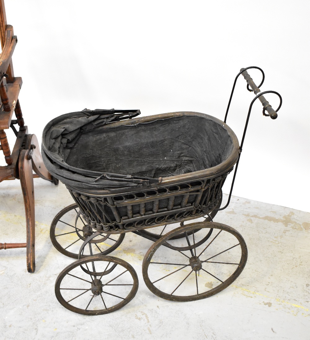 An early 20th century metamorphic high chair, converts into a small rocking chair, - Image 3 of 4