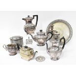 A small quantity of silver plated items to include a circular salver with a pierced border,