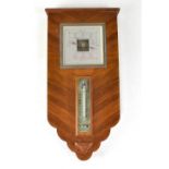 An early/mid-20th century Art Deco style mahogany wall-hanging barometer, length 45cm.