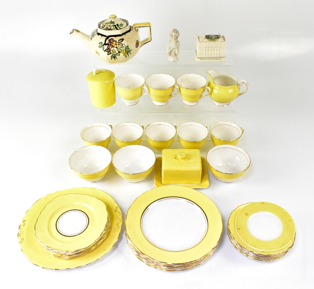 A quantity of vintage Colclough 'Primrose' yellow gilt-heightened teaware including sandwich plate, - Image 2 of 5