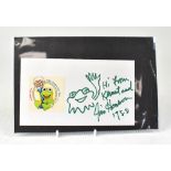 JIM HENSON; a single piece of card inscribed 'Hi from Kermit',