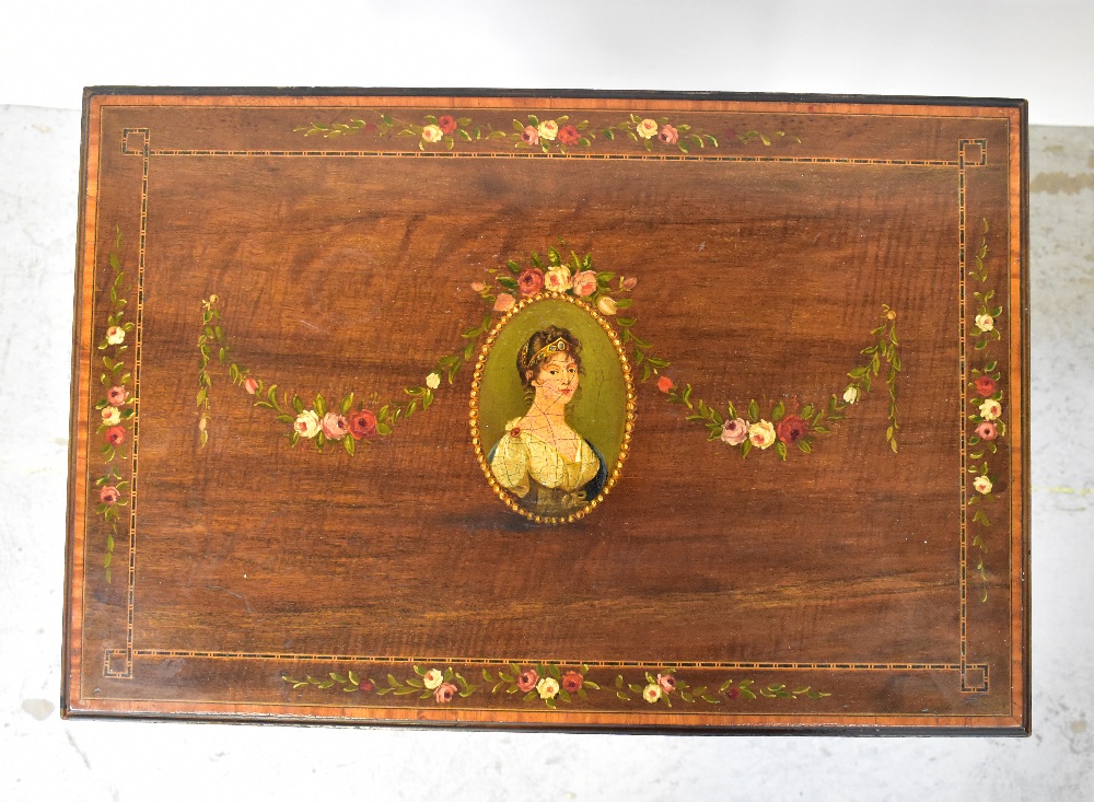 An Edwardian mahogany inlaid and satinwood crossbanded combination games/sewing table, - Image 2 of 8