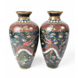 A pair of early 20th century cloisonné vases of baluster form,