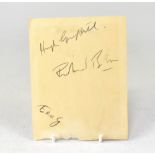RICHARD BURTON; a torn page from an album bearing the actor's signature.