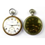 CYMA; a plated brass cased military open face pocket watch, S0574324,