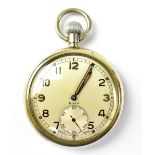 DOXA; a military nickel cased open faced pocket watch with dust cuvette, no.