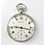 HELVETIA; a military chrome plated open faced pocket watch, P53153,