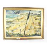 GEORGE MAYER-MARTON; oil on canvas 'La Place de la Riz', a beach scene viewed from a hill,