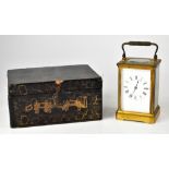 A late 19th/early 20th century French brass carriage clock,