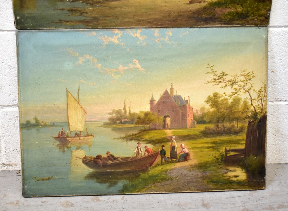 ATTRIBUTED TO WILLIAM DOMMERSON (Dutch, 1850-1927); two oils on canvas, Dutch scenes, - Image 3 of 4