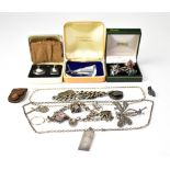 A quantity of mainly silver jewellery to include an ingot,