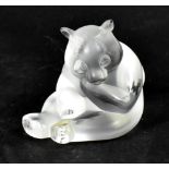 LALIQUE; a modern frosted glass panda paperweight 'Motif Panda', no.