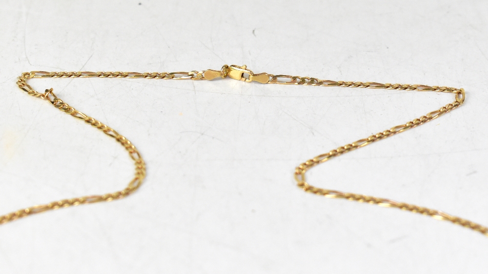 A 9ct gold flat figaro link chain, length approx 60cm, approx 8.2g. - Image 3 of 3