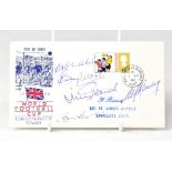 ENGLAND WORLD CUP WINNERS 1966; a 1966 first day cover bearing the signatures of Jimmy Greaves,