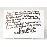 JAMES LEAVELLE; a single card inscribed with details of the killing of Lee Harvey Oswald,