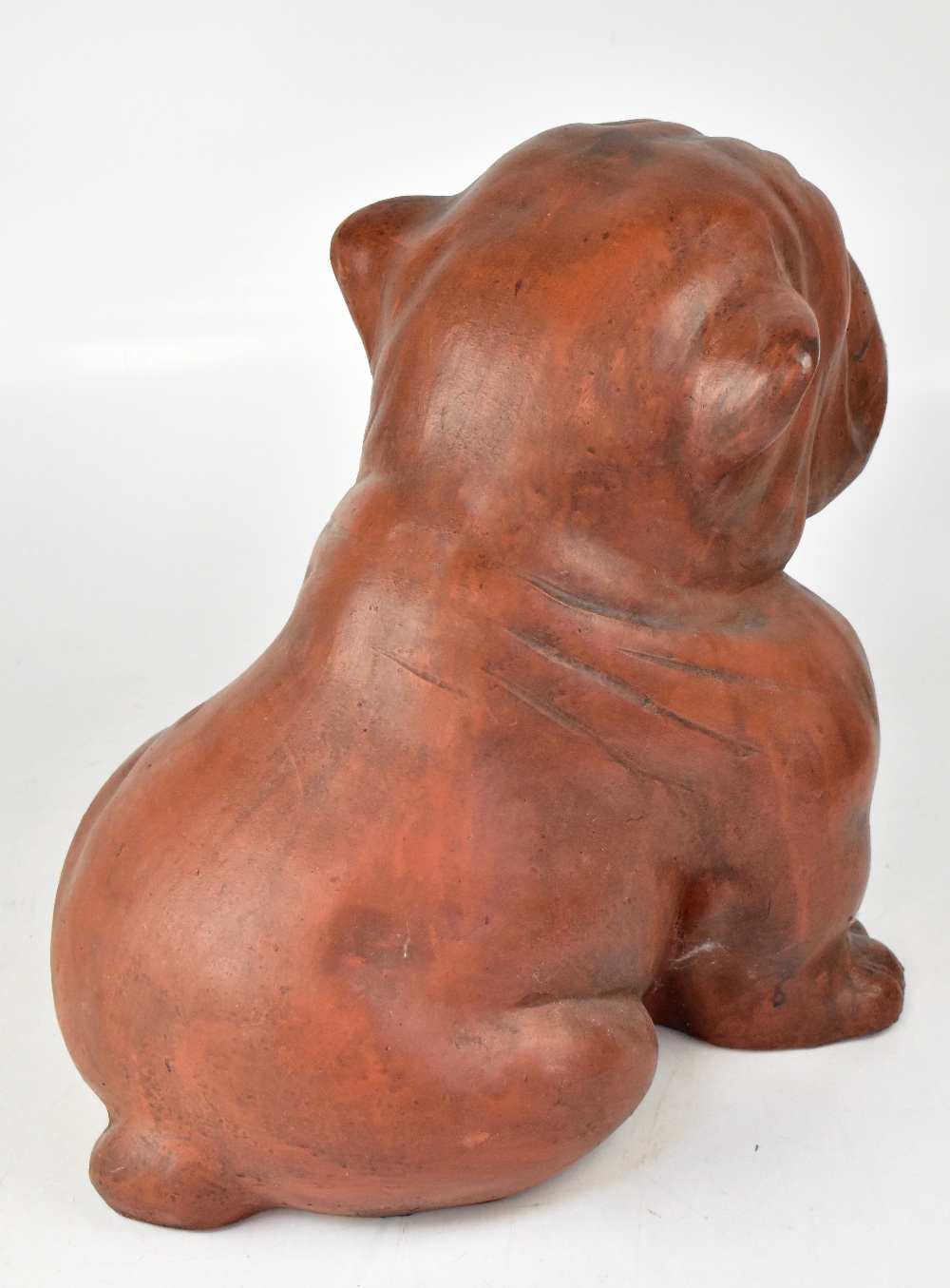 A large terracotta model of a seated English bulldog, height 38cm. - Image 3 of 3