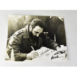 FIDEL CASTRO; a black and white photograph of the leader,