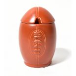 SYLVAC; a brown glazed jam or preserve pot modelled as a rugby ball, model no.