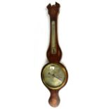 A BIZANELLI; a 19th century mahogany and inlaid wheel barometer, length 97cm.