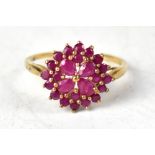 A 9ct gold ruby cluster ring,