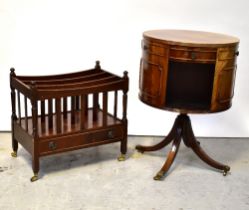 A reproduction mahogany Canterbury with three-section top,